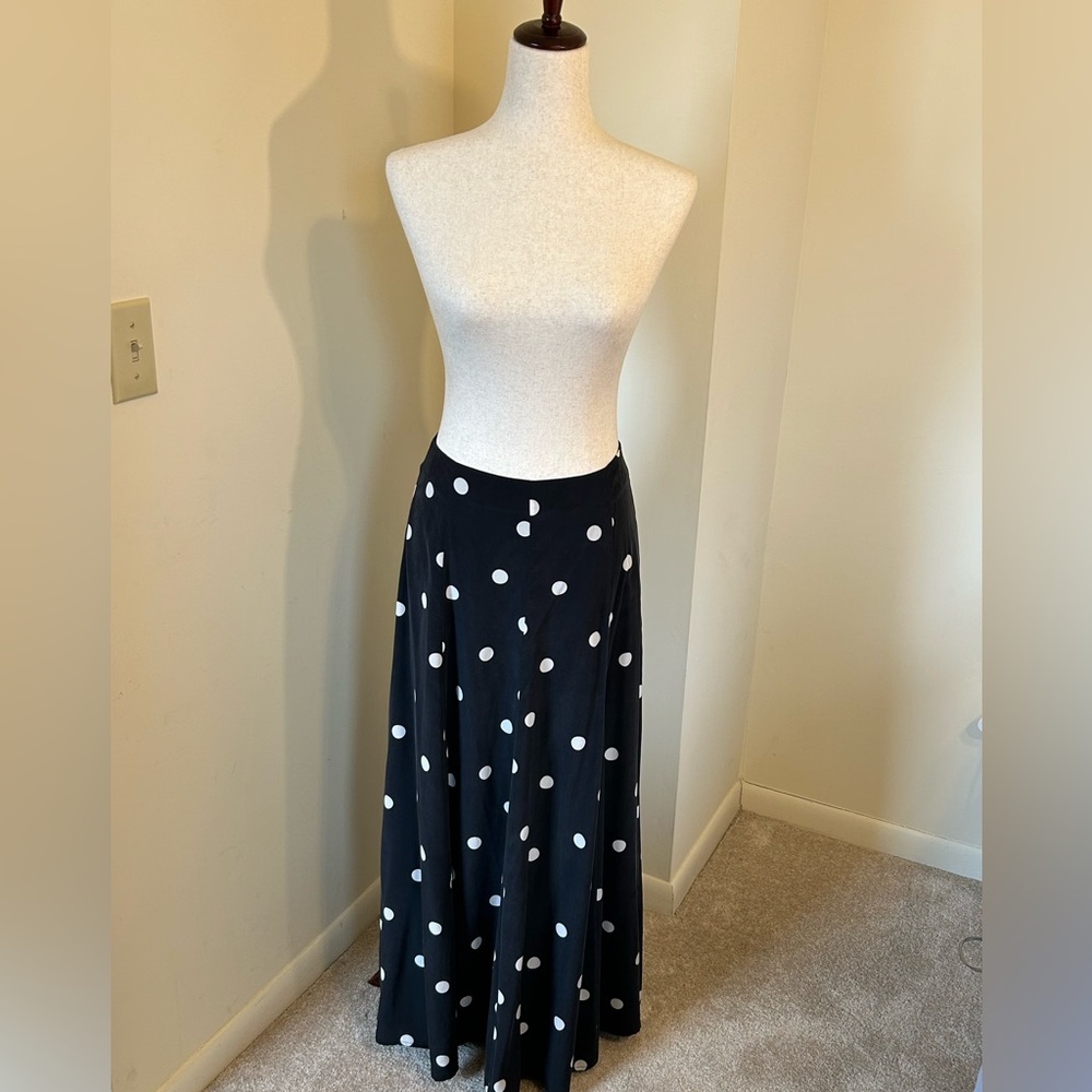 NWOT Sézane Editions SZ 4 Soelle Black and White Polka Dot Silk Maxi Skirt RARE! - Picture 2 of 12